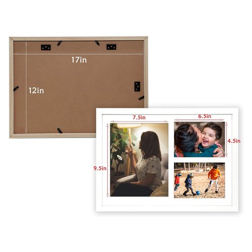 Golden State Art, Set of 2, 12x17 White Wood Picture Frame - White Mat for 8x10 And 5x7 Photos - Tempered Glass, Sawtooth Hanger, Swivel Tabs - Wall Mounting - Great for Gift