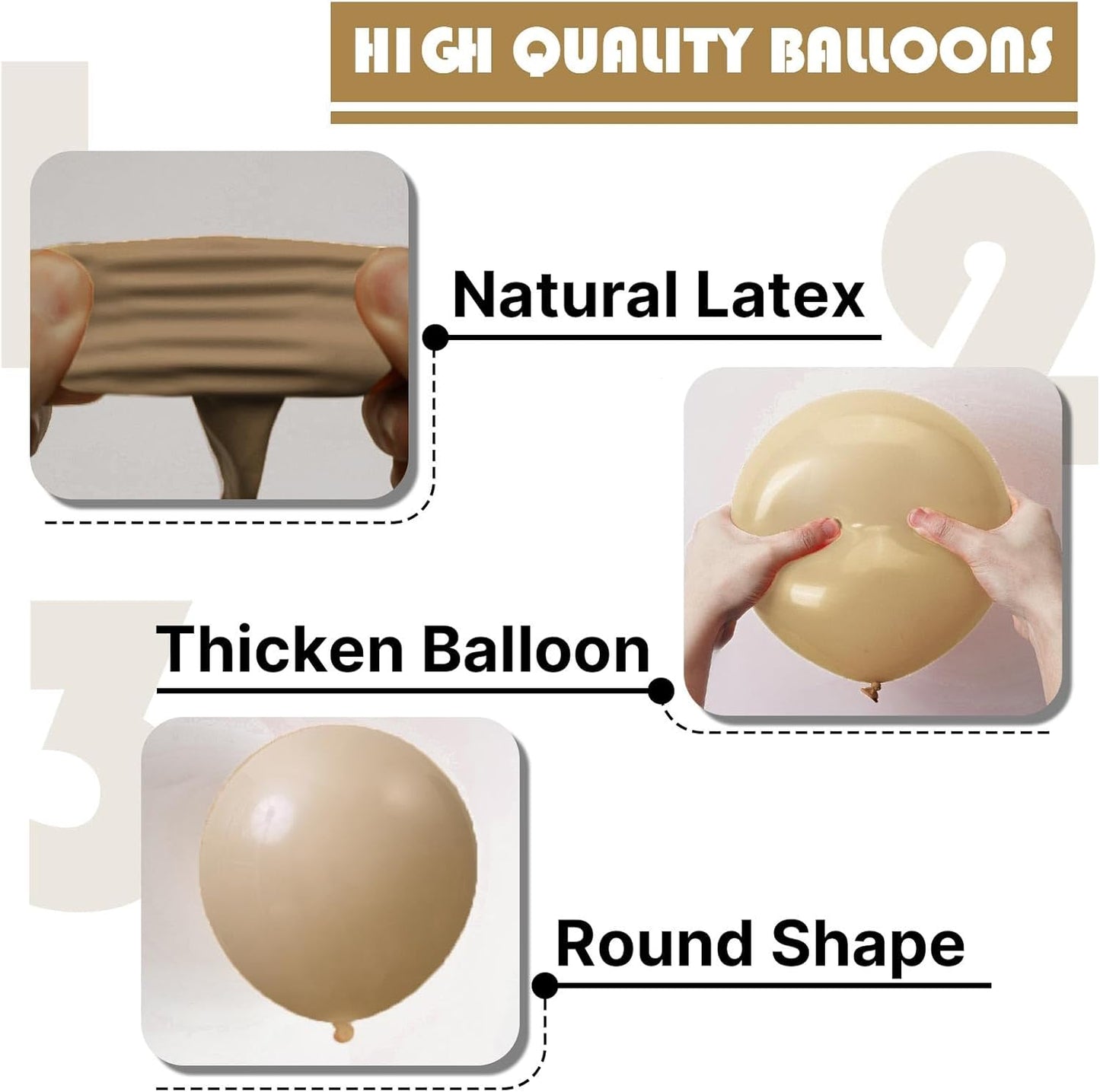 PartyWoo Cream Balloons - 120 Pcs in Beige, Ivory & Nude | Perfect for Graduation & Baby Showers