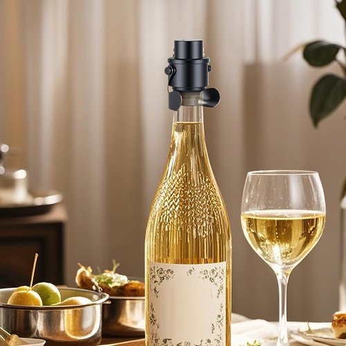 Champagne Stoppers for Bottles Stainless Steel with Built-in Pump Prosecco Bottle Sealer Stopper Saver 2 Pack