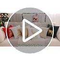 Faux Fur Christmas Pillow Covers 18x18 Set of 2 - Red Xmas Tree & Deer