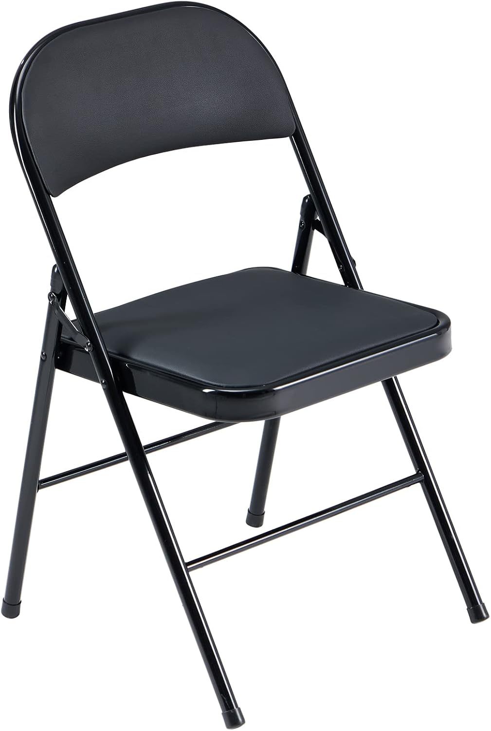 Black Folding Chairs - Heavy-Duty Steel Frame, 350LBS Capacity | 6-Pack for Indoor/Outdoor Events