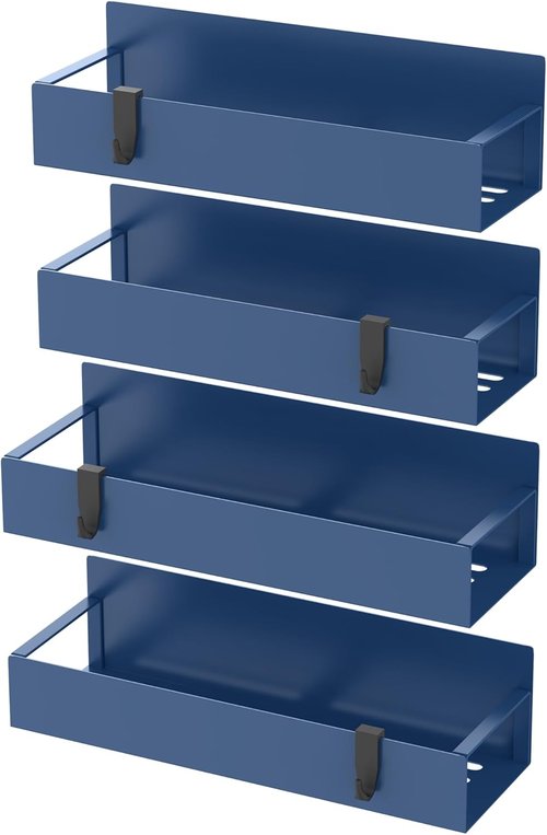 HuggieGems Magnetic Spice Storage Rack - 4 Pack Royal Blue Organizer for Refrigerator & Oven