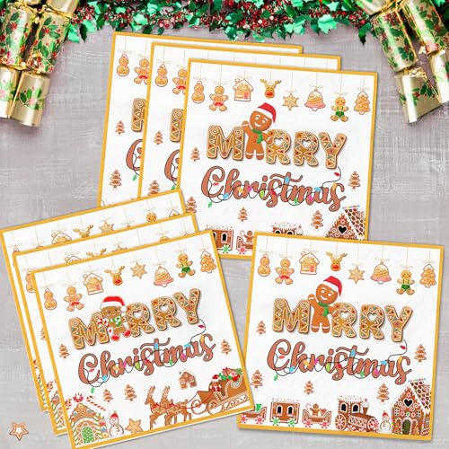 48Pcs Gingerbread Christmas Napkins Party Decorations - Food-Grade Paper