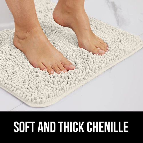 GORILLA GRIP Bath Rug Mat 70x24, Soft Absorbent Chenille, Quick Dry Microfiber Mats, Rubber Backing Washable Shower Floor Rugs, Bathmat Runner, US Designed Bathroom Home Decor Accessories Ivory Cream