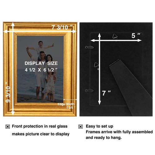 LaVie Home 5x7 Picture Frames (3 Pack, Gold) Photo Frame Set with High Definition Glass for Wall Mount & Table Top Display