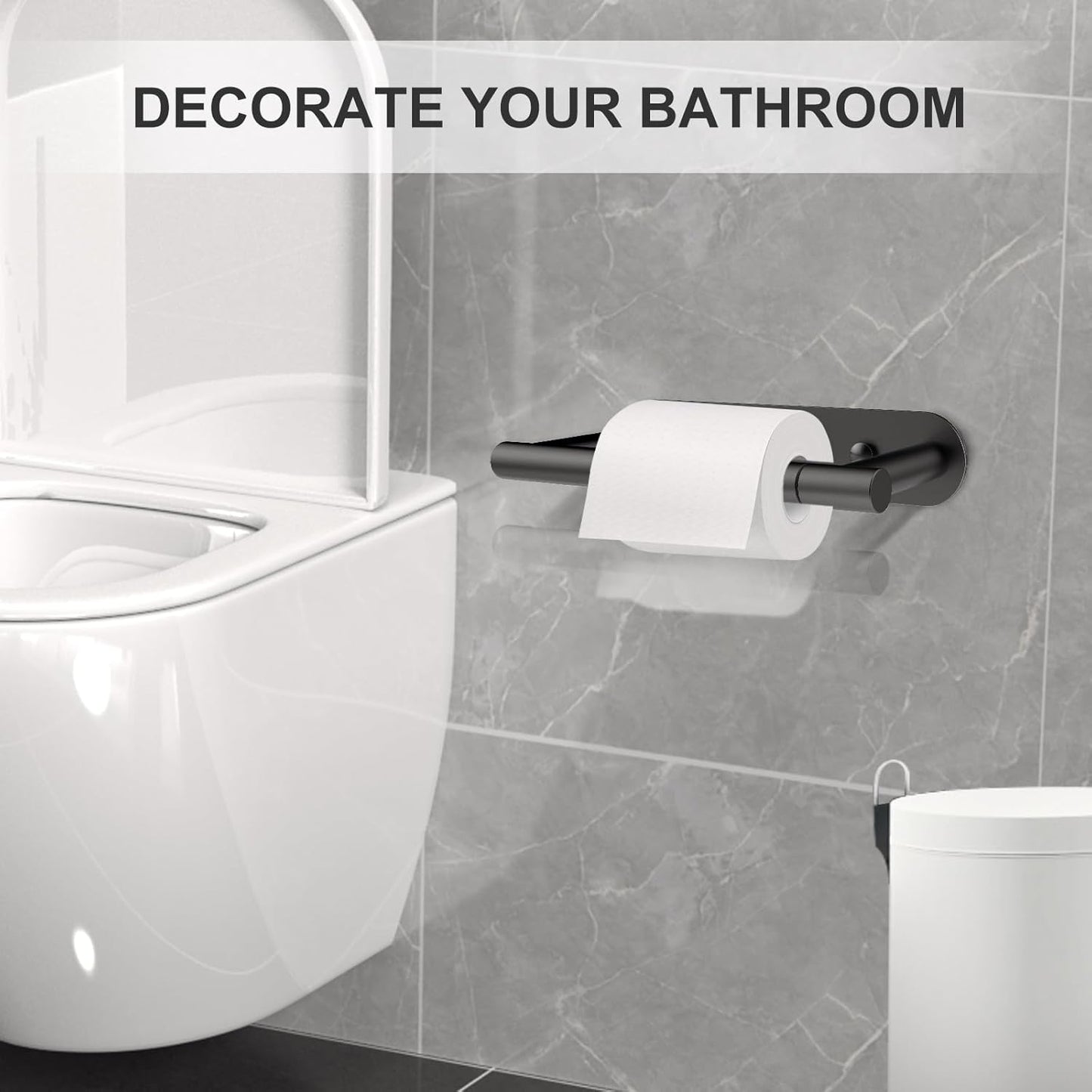 SetSail Toilet Paper Holder - Matte Black Adhesive or Screw-In Wall Mount | Stainless Steel Bathroom Accessory