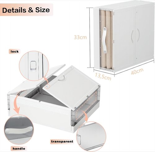 GUDEMAY Bed Sheet Organizers and Storage, Foldable Closet Organizer with Handle, Plastic Bedding Storage Box Container for Blanket, Duvet Cover Set, Bed Sheet Set (white-4pack)