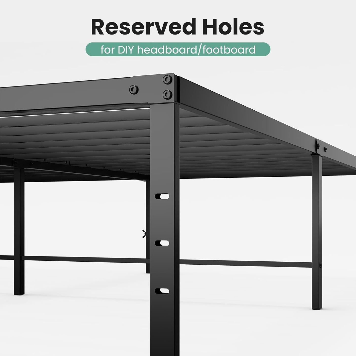 Sweetcrispy 18-Inch Platform Bed Frame - Heavy Duty Metal Foundation with Noise-Free Steel Slats | Underbed Storage, No Box Spring Needed