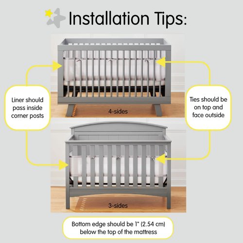 BreathableBaby Breathable Mesh Liner - Classic 3mm Mesh for Full-Size Cribs, White | Covers 3 or 4 Sides
