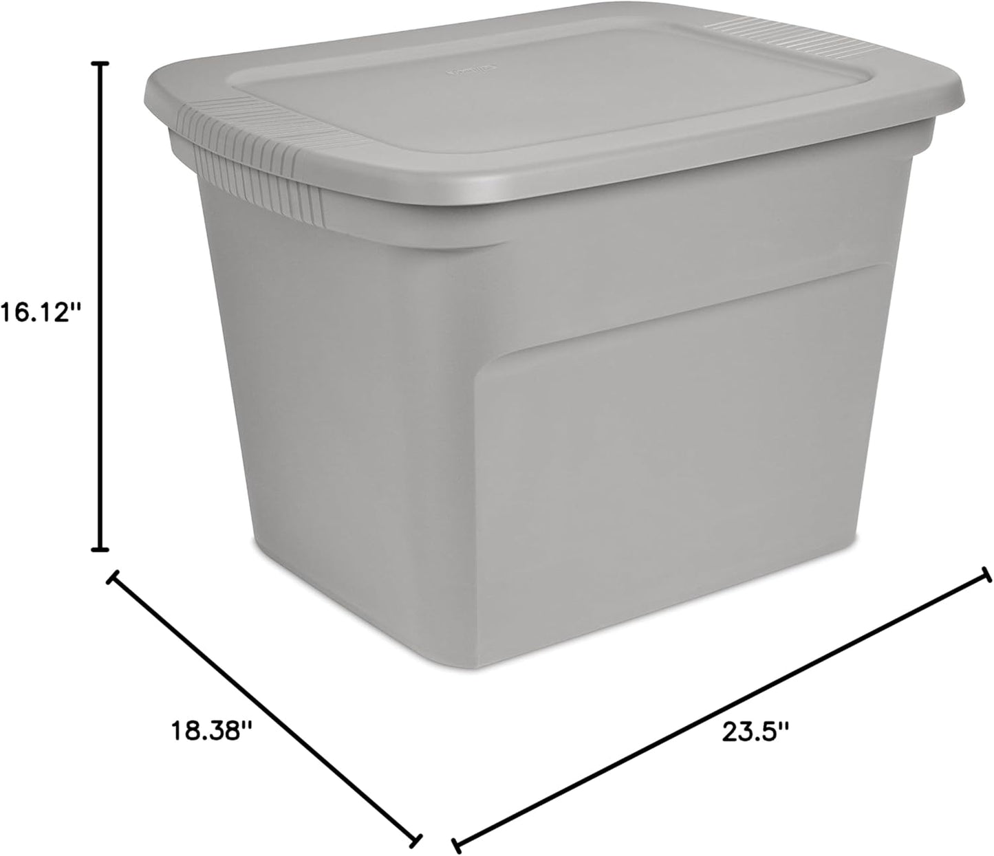 Sterilite 18 Gal Storage Tote - Stackable Plastic Bin with Lid for Organizing Clothes | Gray Base & Lid, 8-Pack