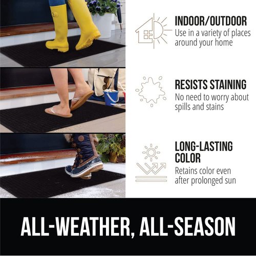 GORILLA GRIP® Ultra Absorbent Front Door Mat Outside Entrance, Traps Dirt and Moisture, HydroABSORB Indoor Outdoor Doormat Holds Up to 1.7 Cups Water, Stain and Fade Resistant Welcome Mat, 29x17 Black