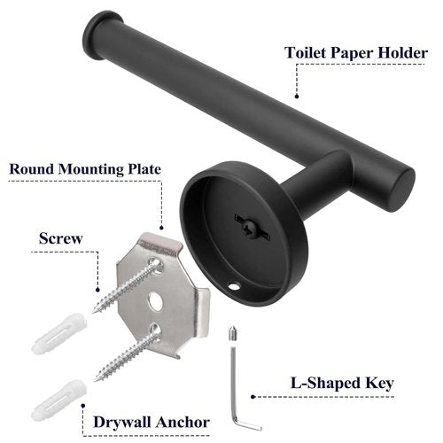 Sotuai Toilet Paper Holder - SUS 304 Stainless Steel Toilet Paper Holder Wall Mount, Toilet Paper Roll Holder for Bathroom, Kitchen, Washroom - Matte Black