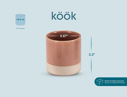 KooK Latte Cups - Artisanal Ceramic Stoneware | No Handle, Microwave & Dishwasher Safe, Multicolor, 10.5 oz Set of 4