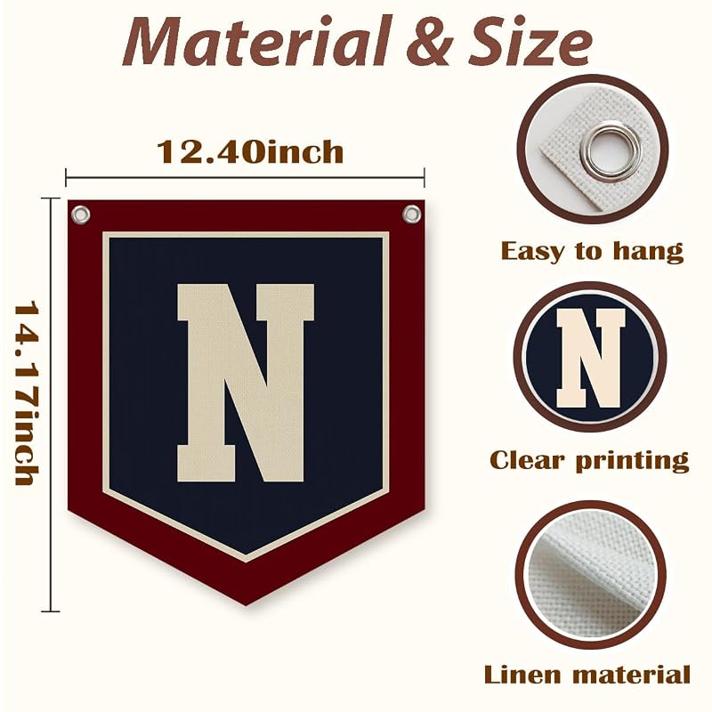 N Pennant Flag Personalized Baby Gifts for Toddler Boys Room Decor - N Variation