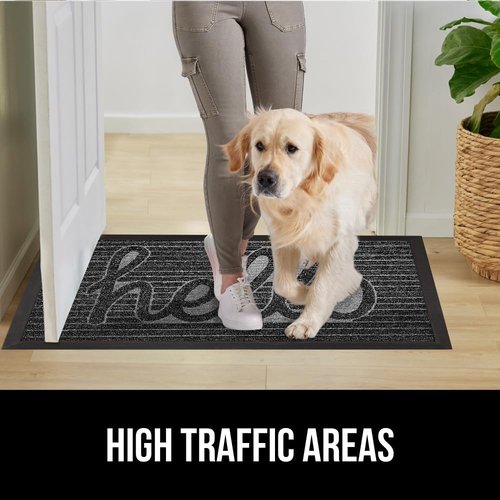 GORILLA GRIP 100% Waterproof Doormat - All-Season WeatherMAX, 35x23, Natural Rubber, Easy Clean, Charcoal