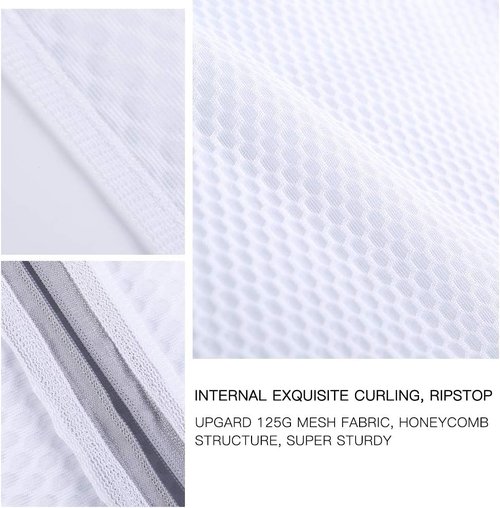 Kimmama Laundry Mesh Wash Bags - Lingerie Bags for Delicates | 2XXL Size, Grey Zipper, White Net