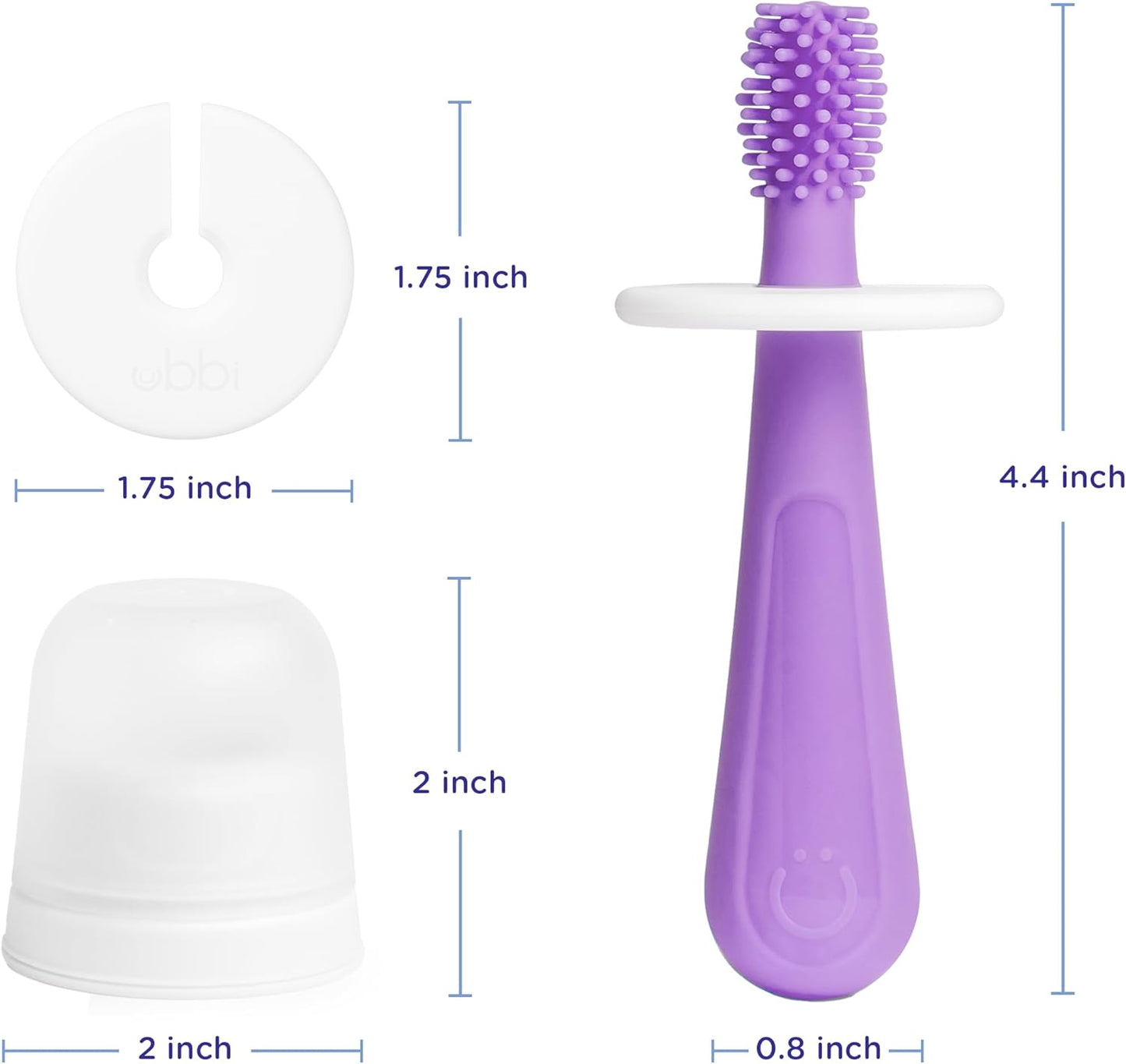 Ubbi 360° Baby Training Toothbrush - Safety Shield & Cover, Gentle Cleaning, Smoothie Purple