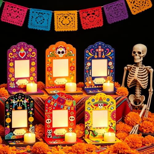 Dia De Los Muertos Wooden Picture Frames Set of 6 for Altars Home Decor