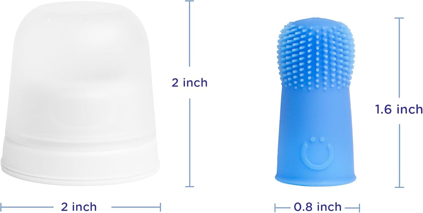Ubbi Baby Silicone Finger Toothbrush - Food-Grade Platinum Silicone Oral Care for Infants | 2 Pack, Polaris Blue