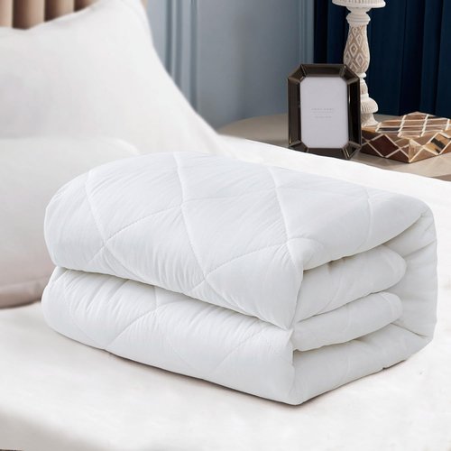 EIUE Quilted Mattress Pad - Lightweight & Breathable Fitted Topper Protector | Queen Size (60x80 inches) - White