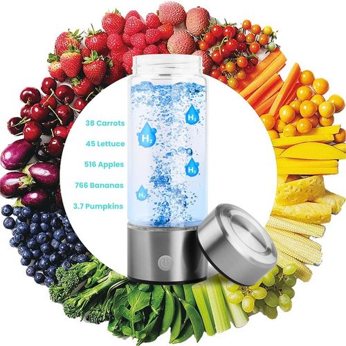 A2 Hydrogen Water Bottle,420ml Hydrogen Water Generator Rechargeable Hydrogen Glass Water Bottle Portable Hydrogen Water Ionizer with SPE/PEM Technology for Husband, Wife, Family,Travel,Home, Office