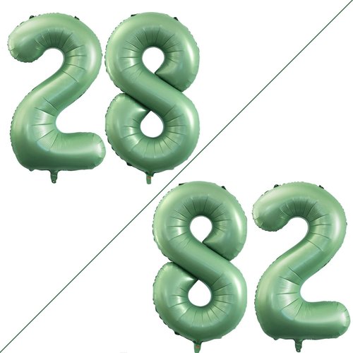 GOER Jumbo 28 Inch Foil Balloons - Perfect 28th Birthday Party Decorations | Sage Green