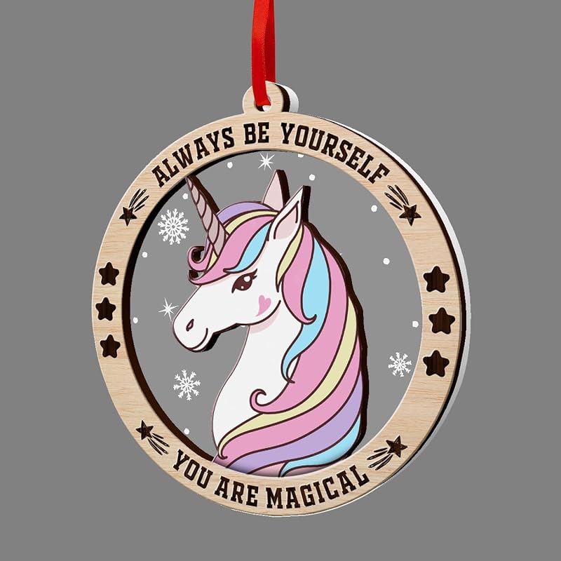 Unicorn Ornament - Unicorn Christmas Ornament 2026 | Wood Acrylic Keepsake, Gift Box Included
