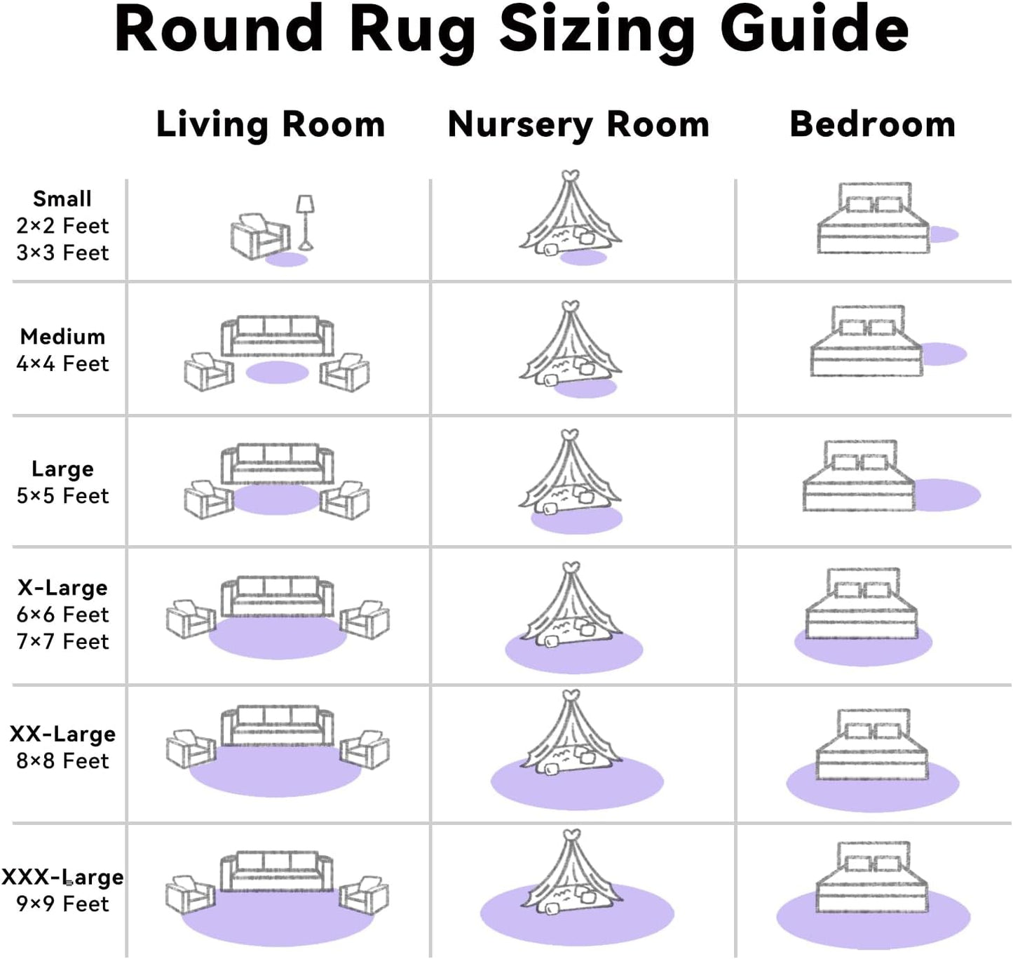 OLANLY Round Light Purple Area Rug - Soft, Fluffy, Machine Washable 9 ft Carpet for Bedrooms & Nurseries