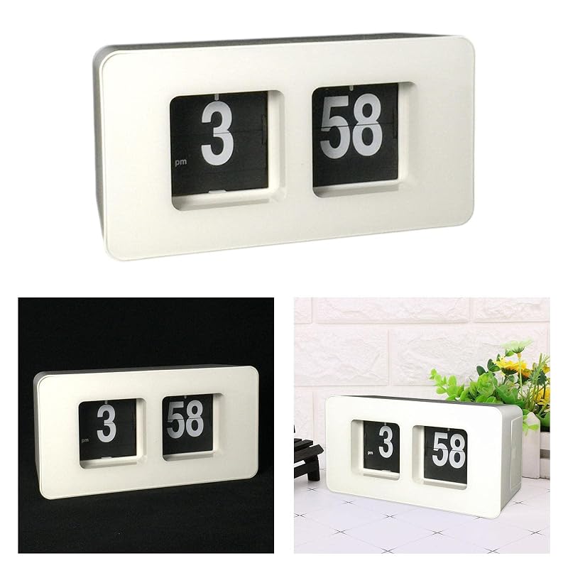 Flip Clock Desk & Shelf Clock - Retro Black, USB-Free Powered, Quiet Living Room Décor