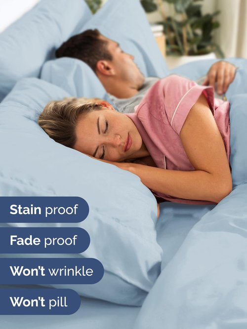 Extra Deep Queen Sheet Set - 6 Piece Breathable and Cooling Sheets - Hotel Luxury Bedding for Women, Men, Kids & Teens - Easy Secure Fit - Soft, Wrinkle Free and Comfy - Extra Deep Pockets - Sky Blue