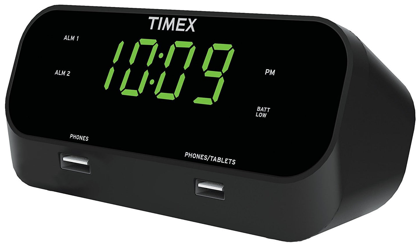Timex Alarm Clock with USB Charging Station, RediSet Digital Clock for Bedroom with Dual Alarms, Programmable Snooze, Nap Timers, 5W and 10W USB Hub for iPhone and Samsung Devices (T129BQ)
