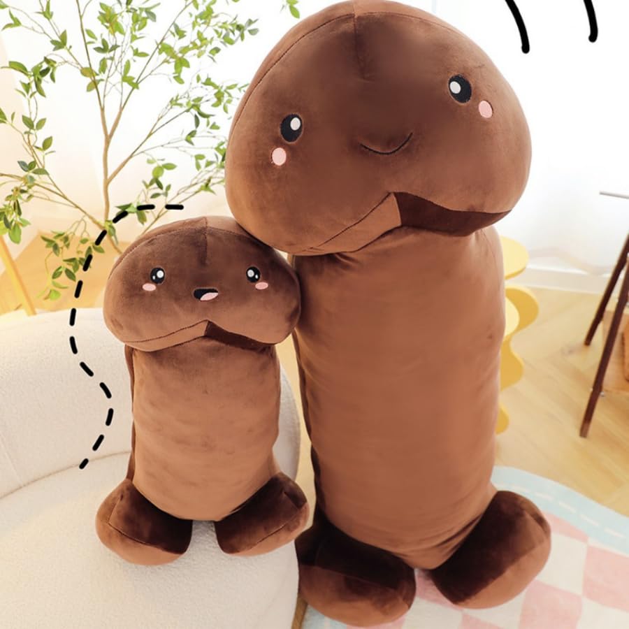 PeePee Pillow™, The Big PeePee Plush Phallic Novelty Cuddle Pillow, Peach or Brown (Brown, 24in (60cm))