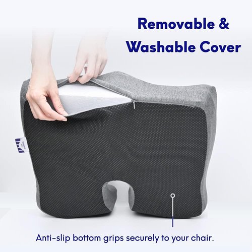Cushion Lab Pressure Relief Seat Cushion - Extra-Dense Memory Foam for Comfort | Black, Ideal for Office & Home Use