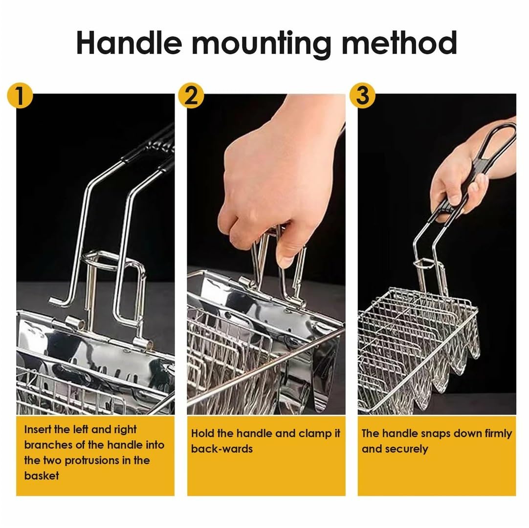 Taco Fryer Basket, 6 Shells Stainless Steel Taco Shell Fry Basket Tortilla Frying Basket, Taco Shell Maker Deep Fry Basket with Detachable Handle, Taco Holder Stand for Commercial and Home Use