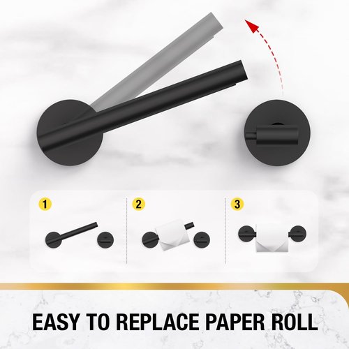HITSLAM Toilet Paper Holder - Matte Black Double Post Pivoting Design | SS304 Stainless Steel Construction