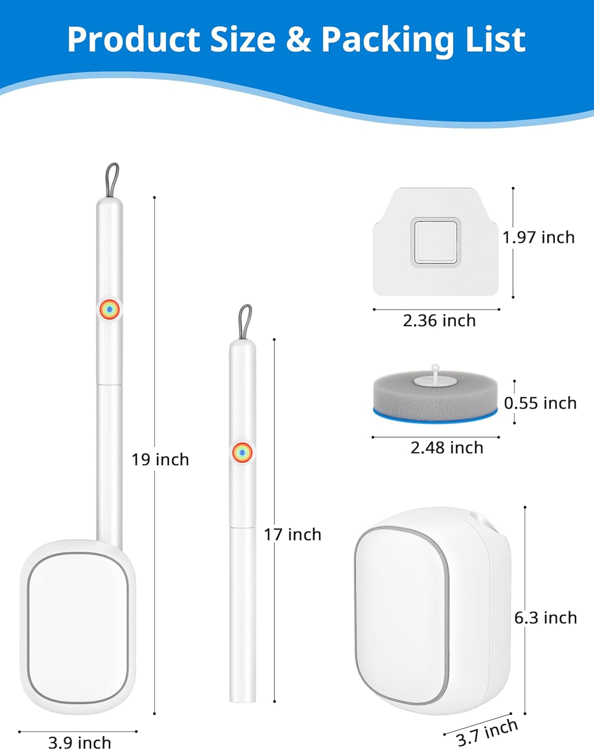 Skiennix Disposable Toilet Cleaner Wand Set - Wall Mounted Brush Kit with 12 Refill Heads | Hygienic Bathroom System