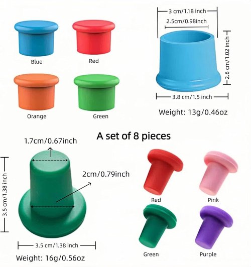 8-Pack Vibrant Silicone Wine Stoppers - Reusable, Airtight Champagne & Beer Bottle Sealer - Leakproof Beverage Savers for Wine, Sparkling Drinks, Soda (Multi-Color)