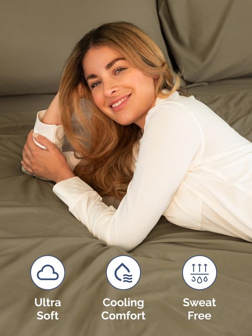 Extra Deep Full Fitted Sheet - Hotel Luxury Single Fitted Sheet Only - Easily Fits 18 inch to 24 inch Mattress - Ultra Soft, Wrinkle Free w/Extra Deep Pockets - Easy-Care, Breathable & Comfy - Khaki