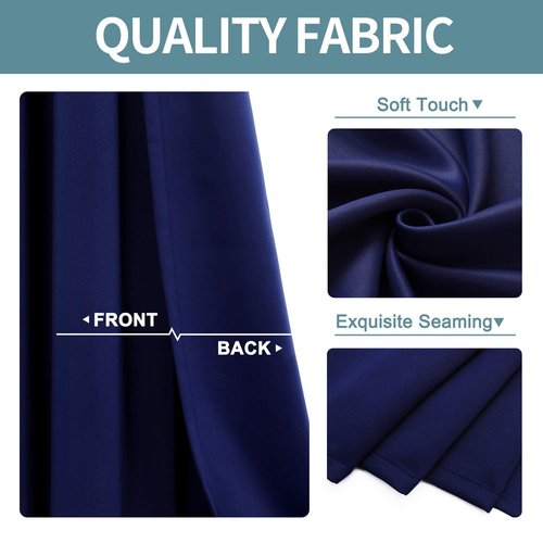 ChrisDowa Grommet Blackout Curtains for Bedroom and Living Room - 2 Panels Set Thermal Insulated Room Darkening Curtains (Navy Blue, 42W x 63L)