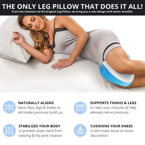 Contour Legacy Cool Leg & Knee Foam Support Pillow for Side Sleepers Soothing Relief for Back, HIPS, Knees, Joints, Nerves & Muscles
