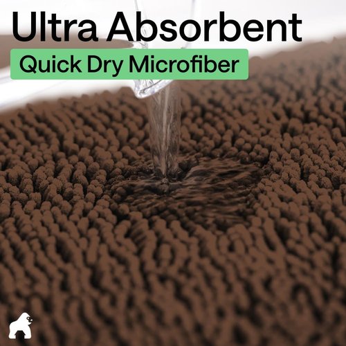 Gorilla Grip Plush Chenille Bath Rug Mat - Soft Microfiber for Oval Toilet Base | Machine Washable, Brown