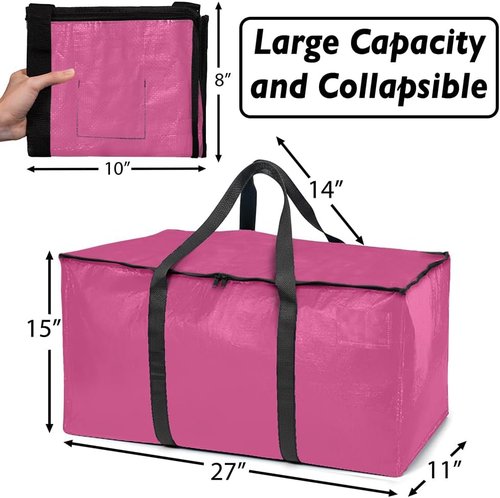 ClearSpace Oversized Moving Bags - Heavy-Duty Storage Solution with Backpack Straps & Zippers | 8 Pack