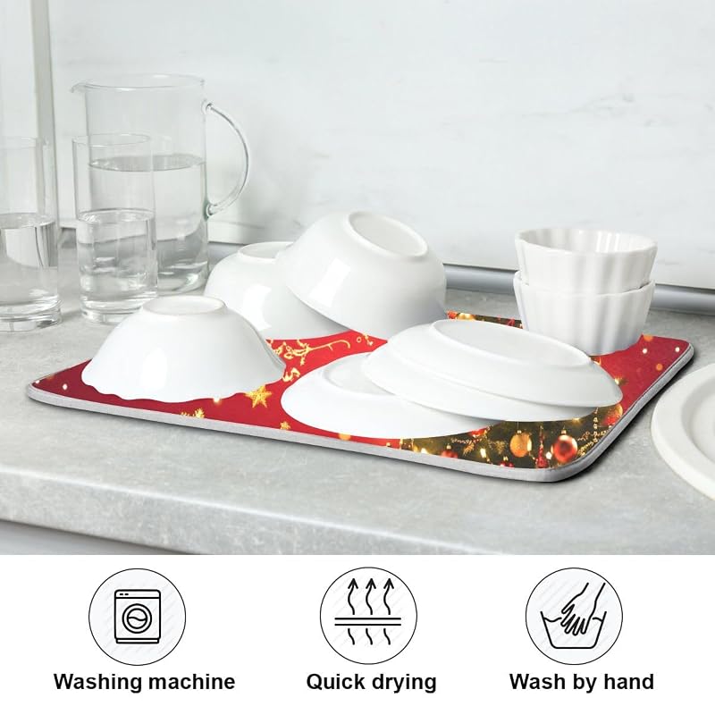 Christmas Dish Drying Mat 18x24in - Quick-Absorb Dish Rack Pad for Kitchen (Variation: Christmas #9+18x24in)