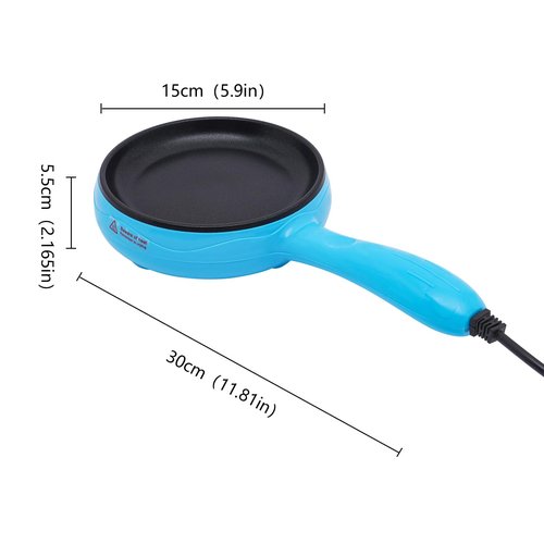 5.9 inch Stainless Steel Stir-fry Wok, 110V Electric Cooking Frying Pan, Non Stick Mini Honeycomb Skillet with Stay Cool Handle- Suitable for Home (Blue)