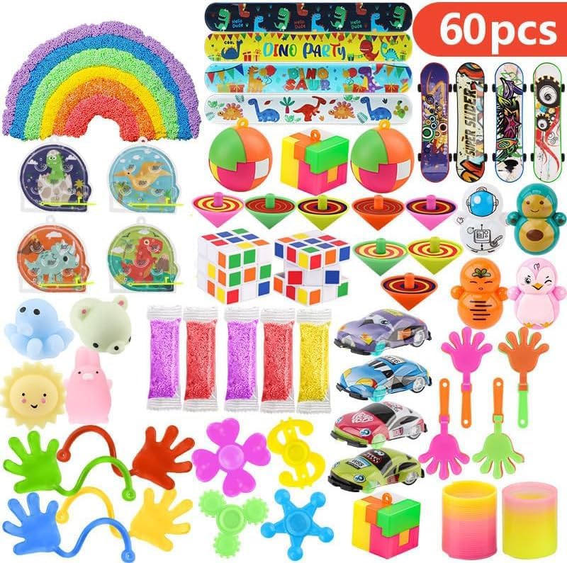 Soi-Meme 60 Pcs Carnival Treasure Box Toys - Mini Bulk Gifts for Kids' Parties & Easter Baskets