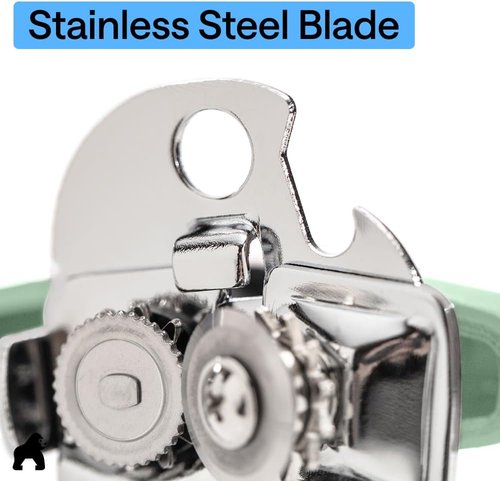 Gorilla Grip Heavy Duty Can Opener - Stainless Steel, Smooth Edge, Comfortable Handle | Mint Color
