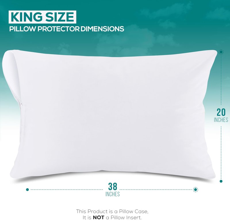 Set of 6 Pillow Protectors with Zipper King Size, Bed Bug and Dust Mite Proof Pillow Covers, Ultra Soft Pillow Encasements, Moisture Wicking and Waterproof Pillow Cases by Utopia Bedding (White)