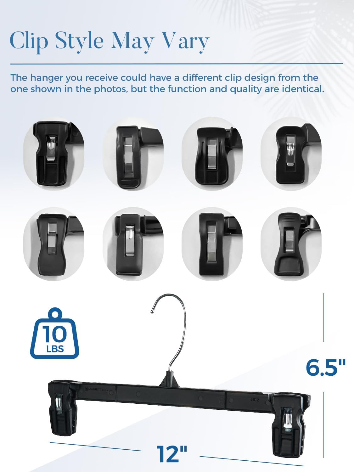 Smartor Pants Hangers - 30 Pack Heavy-Duty Black Clips with 360° Hooks for Shorts, Trousers, and Skirts | 12 Inch