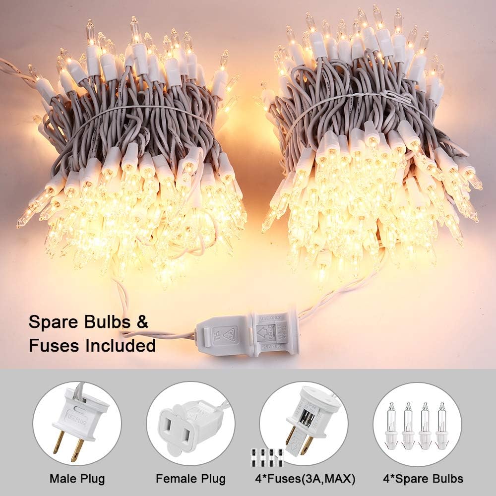 Brizled Clear Christmas Lights - 300 Count 69.6ft Connectable Indoor/Outdoor White String Lights