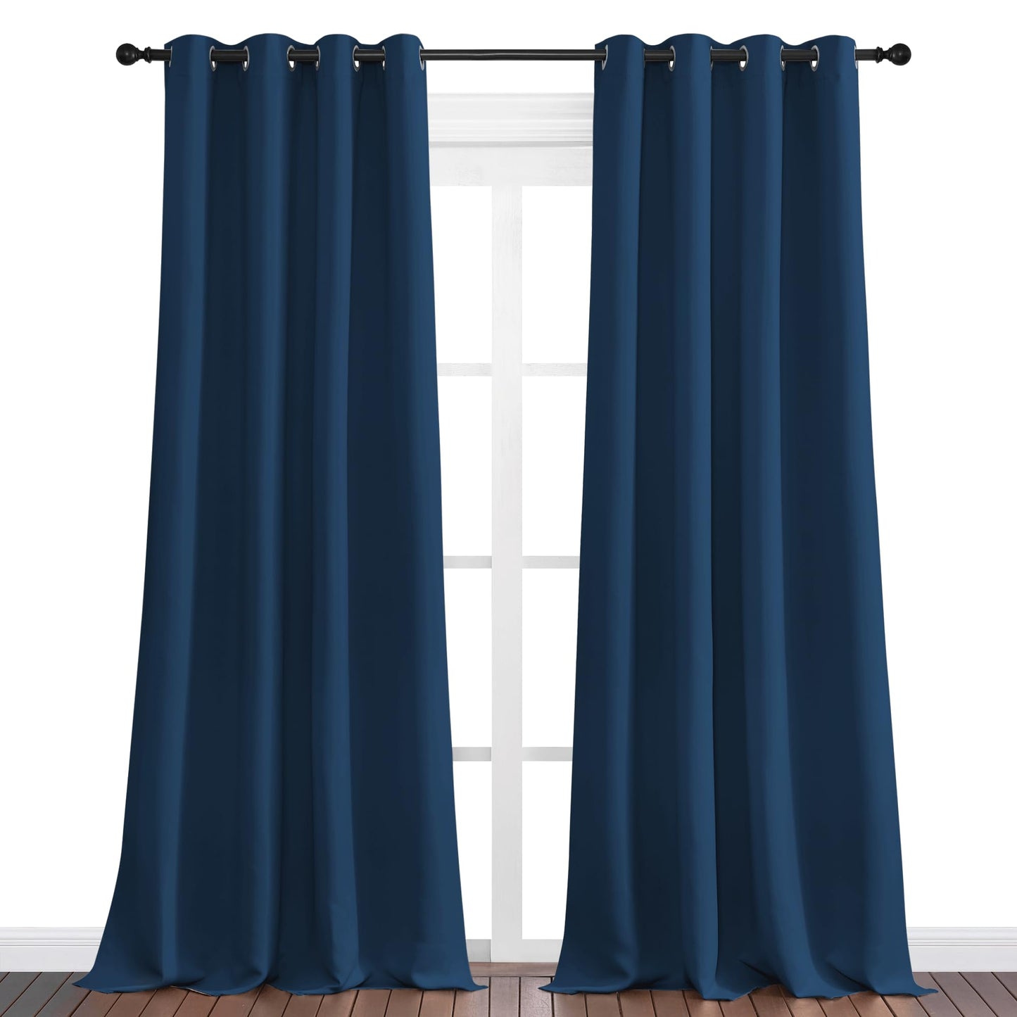 NICETOWN Moroccan Blue Blackout Curtains 90" Long for Office, Dining Room, Guest Room, Sound Reducing Heat and Cold Block Curtain Panels for Modern Room Decorative (55" Wide, 2 Pieces)